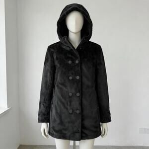 Mountain Hardwear Double Breasted Tuja Faux Fleece Trench Coat Women Size L Warm